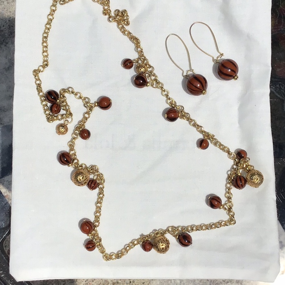 Banana Republic Gold Tone Necklace & Earring Set